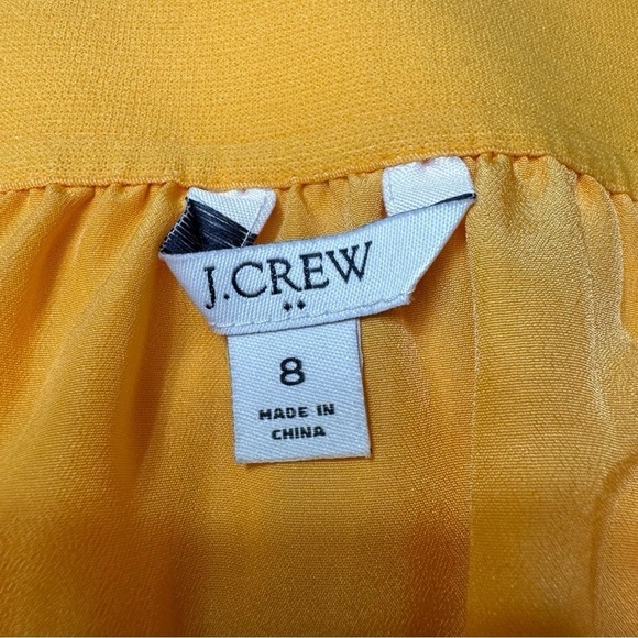 J. Crew Pleated High Rise Midi Skirt Elastic Waist Pull On Saffron Yellow Size 8 - Picture 9 of 11